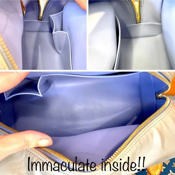 Louis Vuitton Ice blue Vernis Tompkins shoulder bag and scarf - Picture 14 of 16